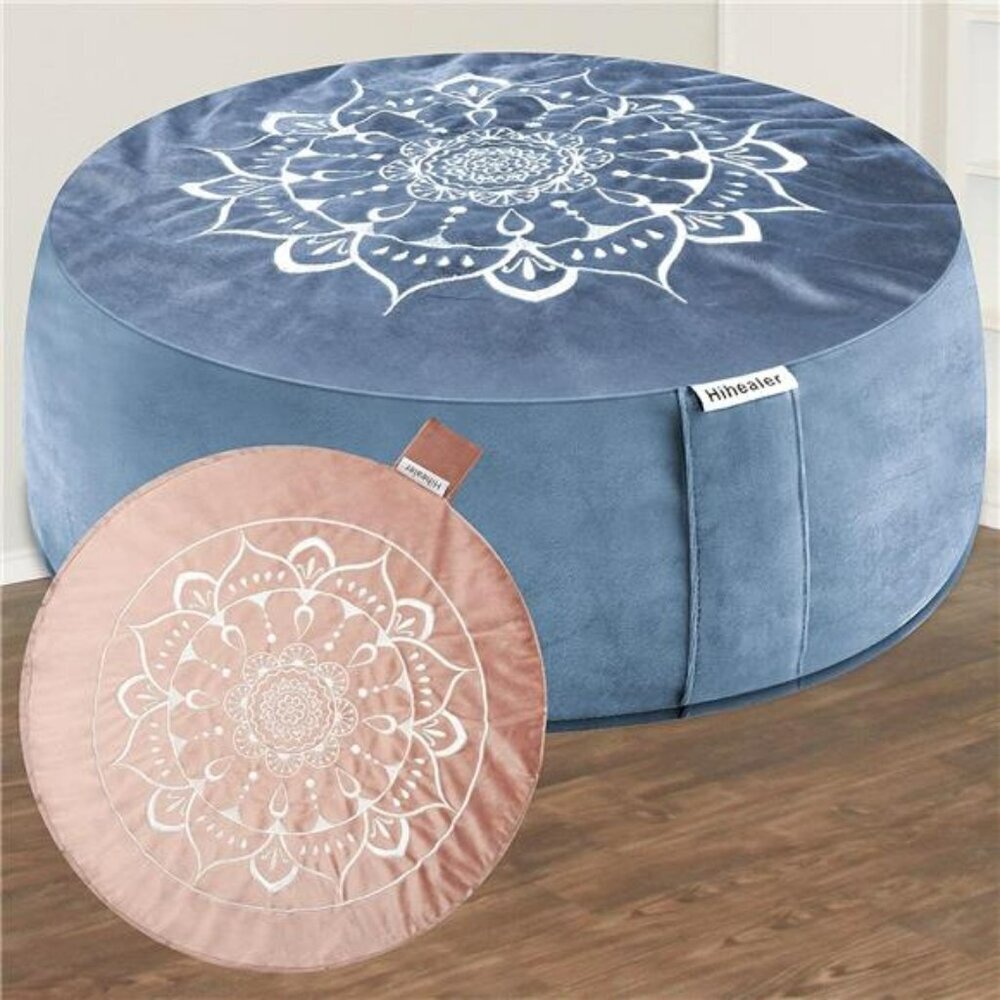 Hihealer Meditation Floor Pillow Velvet Zafu Yoga Cushion Buckwheat Support